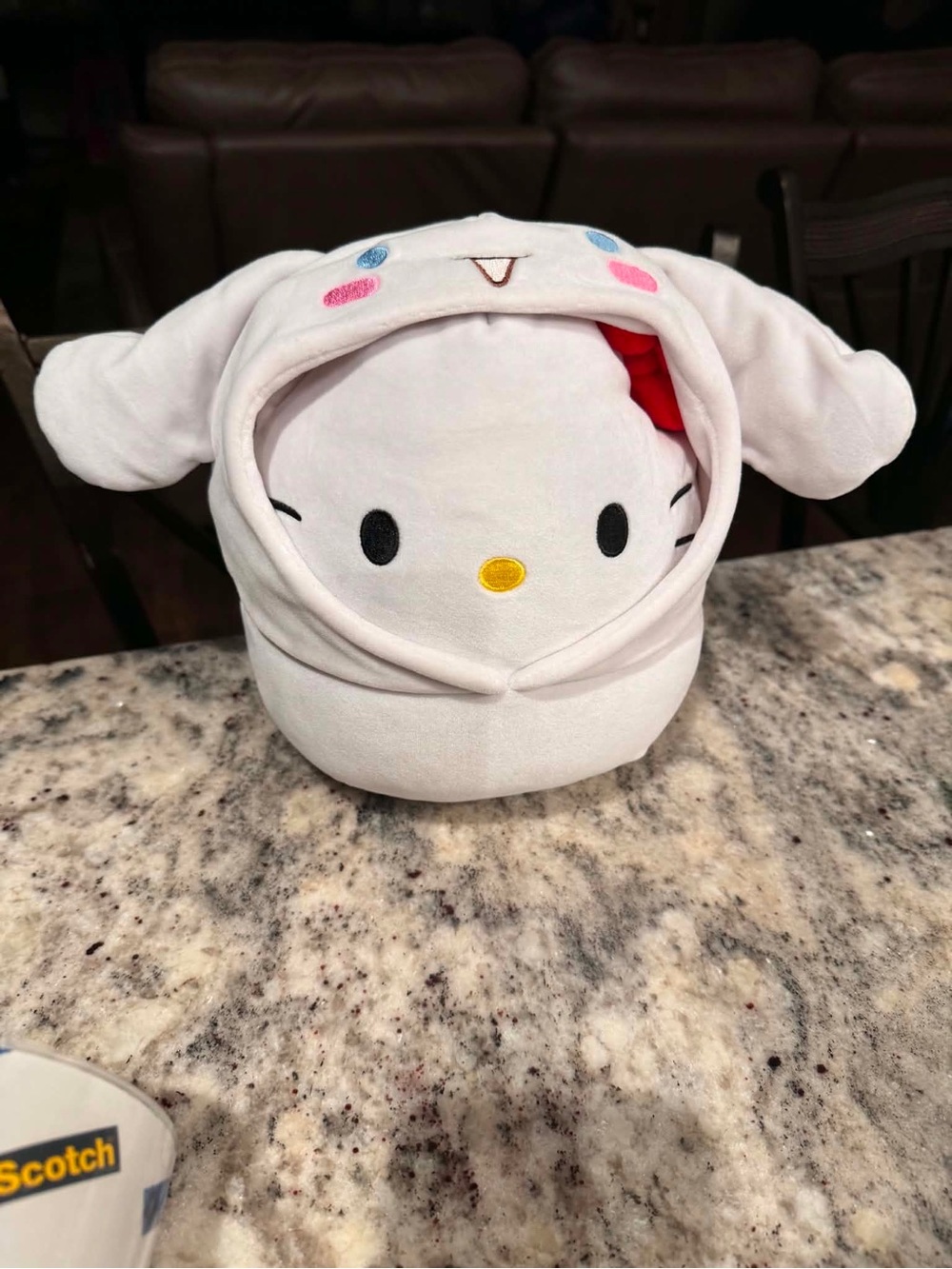 Hello Kitty White Plush Bunny Hood with Red Bow squishmallow Sanrio